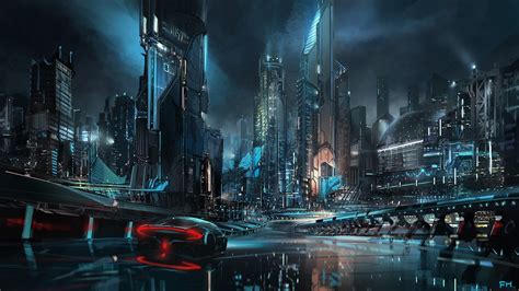 4K, city, concept art, digital art, cyberpunk, fantasy art, futuristic ...