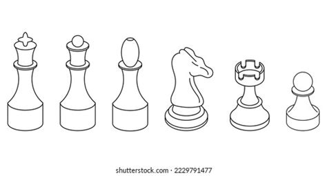 Outline Chess Piece Set Isolated On Stock Vector (Royalty Free ...