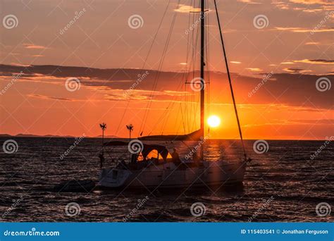 Sailboat Sunset on the Ocean Editorial Photo - Image of greece, sail ...