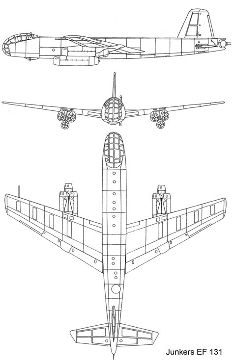 Junkers Ju 287 Blueprint - Download free blueprint for 3D modeling