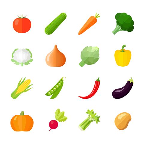 Vegetables Icons Flat 444763 Vector Art at Vecteezy