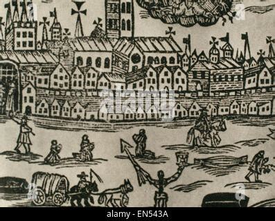 GREAT PLAGUE OF LONDON (1665-1666) Contemporary woodcut - people ...