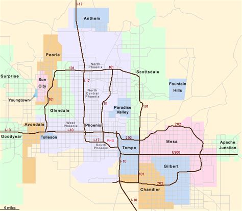 Map for Hotels in the Greater Phoenix Area, Arizona