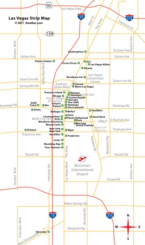 Las Vegas Strip Map - City Sightseeing Tours