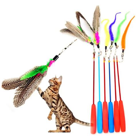 Extendable stick Pet cat teaser toy bird Feather cat toys feather Wand ...