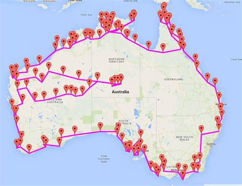 East Coast Road Map Of Australia