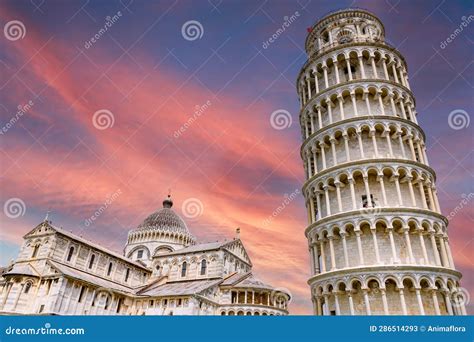 Leaning Tower Pisa at the Sunset Stock Image - Image of tourist ...