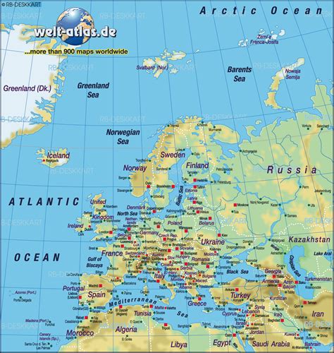 Map of Europe, map of the world physical (General Map / Region of the ...