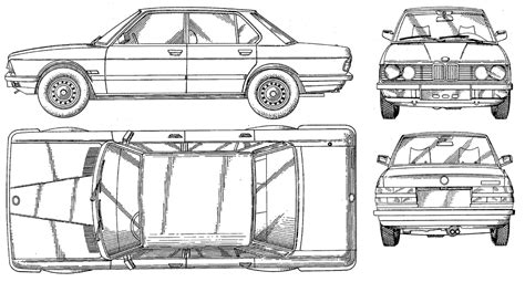 1981 BMW 5-Series E28 Sedan blueprints free - Outlines