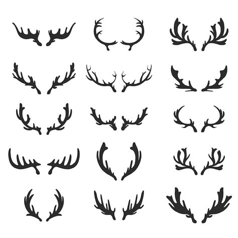 Premium Vector | Set of hand drawn deer antlers vectors.