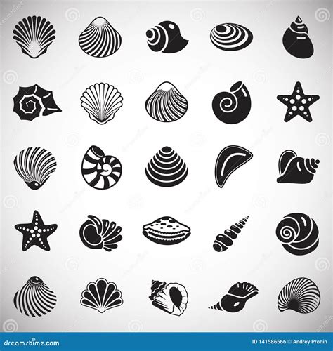 Sea Shell Icons Set on White Background for Graphic and Web Design ...