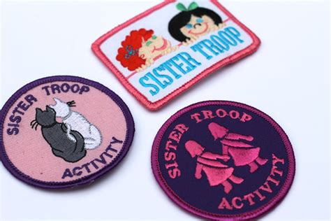 Vintage Girl Scout Patches 3 Badges Sister Troop Embroidered