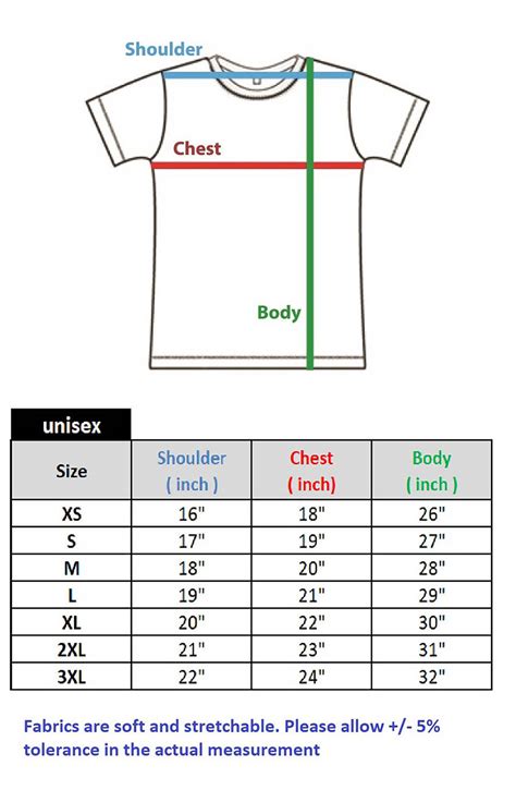 T-shirts Size Measurement