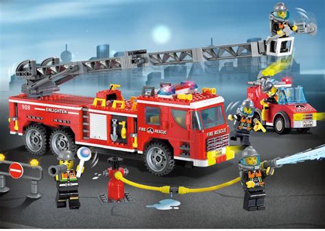 Model building kits compatible with lego city fire car 908 3D blocks ...