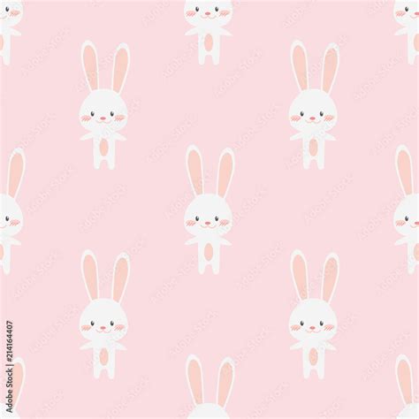 Cute adorable baby rabbit bunny cartoon seamless pattern wallpaper ...