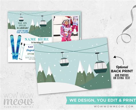 Ski Invitation Photo Party Birthday Snow Dry Slope Skiing - Etsy