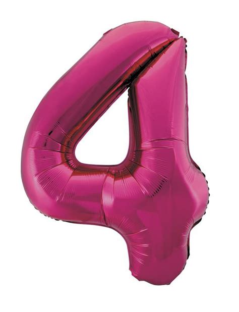 Hot Pink Number 4 Foil Balloon 86cm - Discount Party Supplies ...