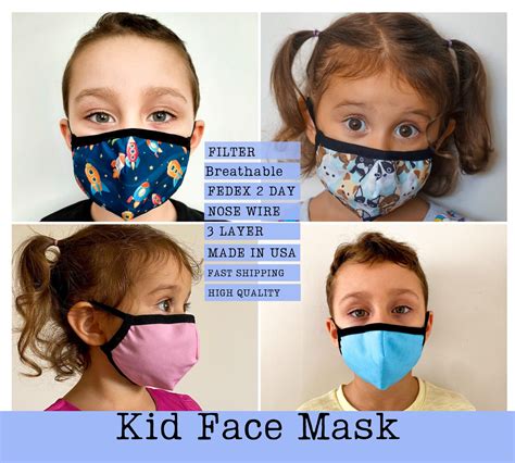 Kids Face Mask with FILTER Kid Face Mask Pack 3 Layer | Etsy