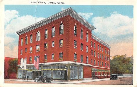 Derby Connecticut street scene outside Hotel Clark antique pc (Y8654 ...