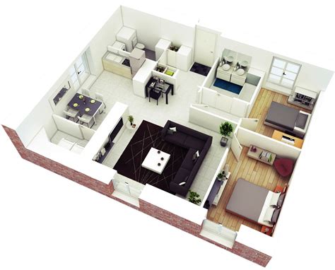 Small House 3D Floor Plan - floorplans.click