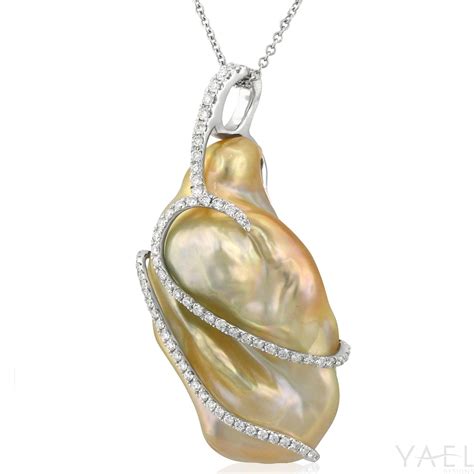 Golden Baroque Pearl and Diamond Pendant | YAEL Designs