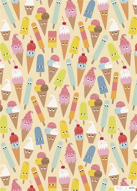 Ice Cream Friends Wrapping Paper (5 Sheets) | Rex London (dotcomgiftshop)