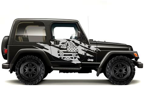 Jeep Wrangler (1999-2006) Custom Vinyl Decal Wrap Kit - ARMY STAR TORN ...