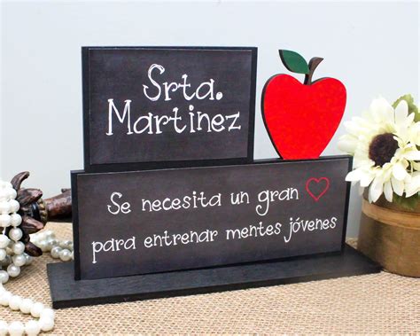 Spanish Teacher Gift, Classroom Decor, Teacher Name Wood Sign ...