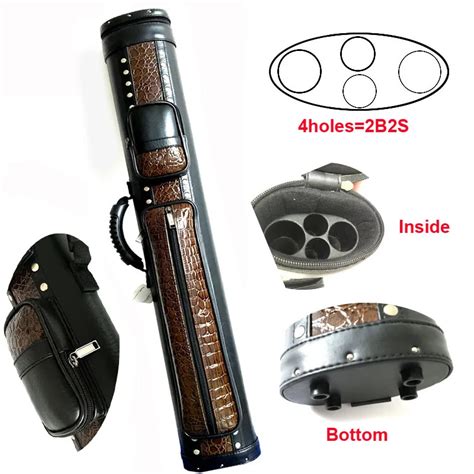 4holes Billiard Pool Cue cases 2B2S croco PU leather+metal inset design ...