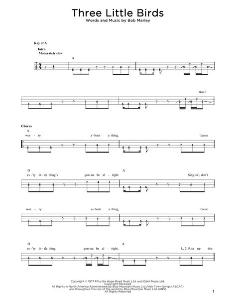 Three Little Birds by Bob Marley - Easy Bass Tab - Guitar Instructor