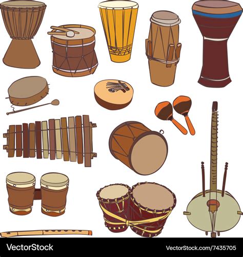 African traditional musical instruments Royalty Free Vector