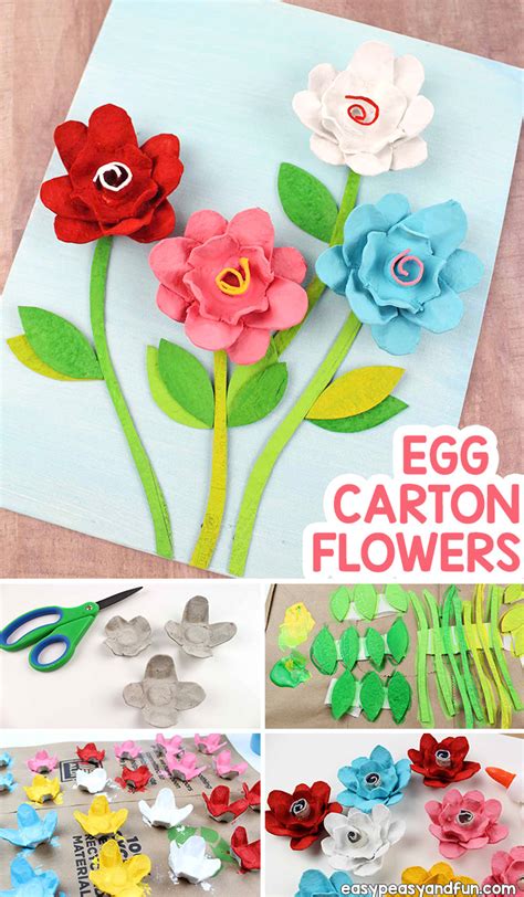 Egg Carton Flowers - Recycled Egg Carton Crafts - Easy Peasy and Fun