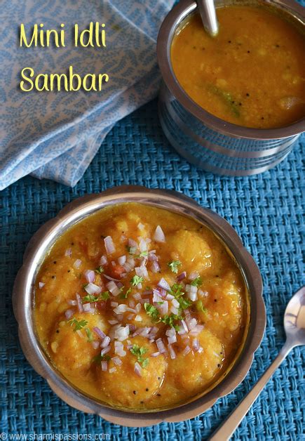 Mini Idli Sambar - Ghee Idli Sambar Recipe - Sambar Idli - Sharmis Passions