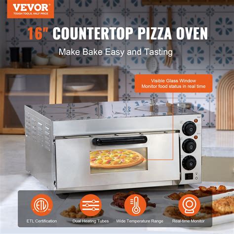 VEVOR Electric Countertop Pizza Oven 16-inch 1700W with Adjustable Temp ...