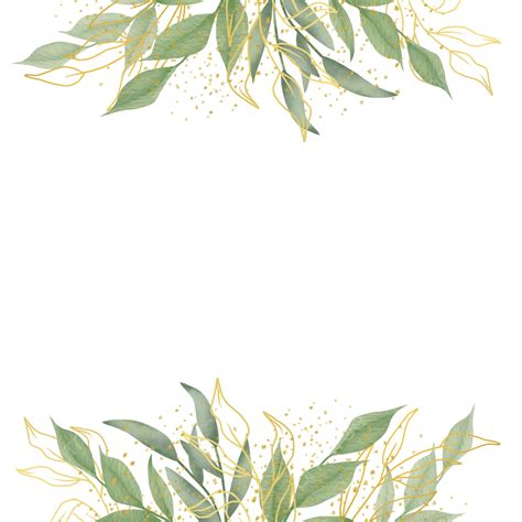 Floral Border For Wedding With Green And Gold Leaves, Floral, Wedding ...