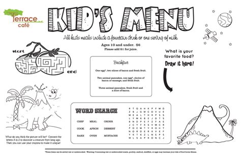 Kids' Menu, Kid Menu Designs, Kid Menu Templates - MustHaveMenus