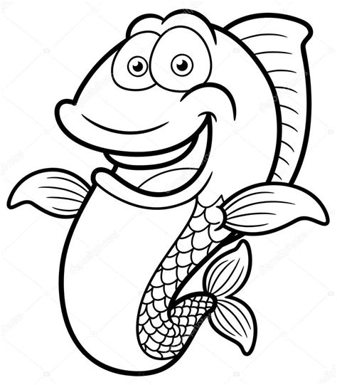 Funny Fish Cartoon Coloring Page - Free Printable Coloring Pages for Kids