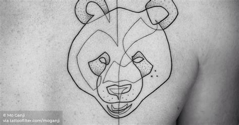 Continuous line panda bear tattoo on the left side of