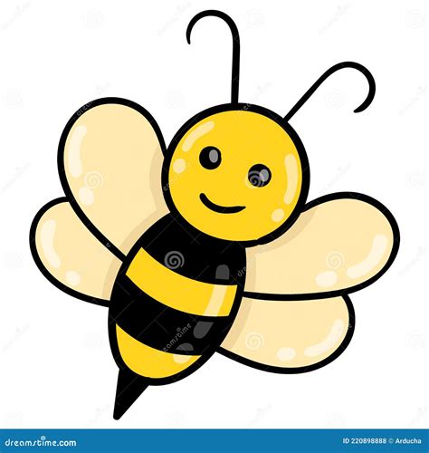 Cute Honey Bee Is Attacking Sting, Doodle Icon Drawing Vector ...