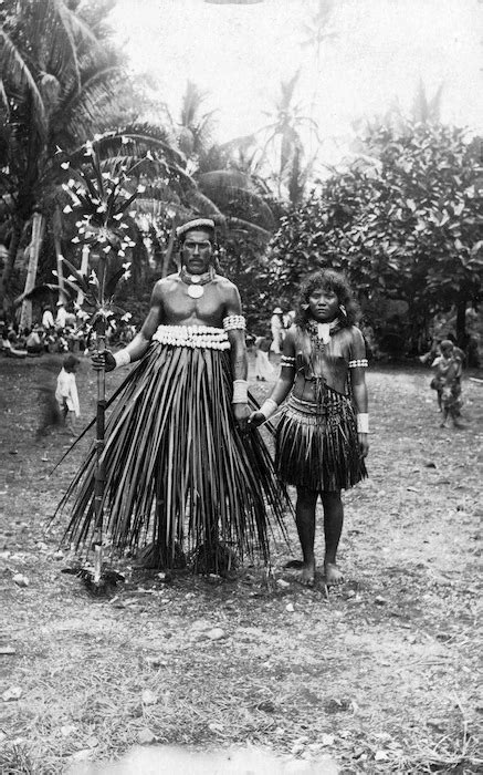 Two dancers in traditional dress at Banaba, Kiribati | Record | DigitalNZ