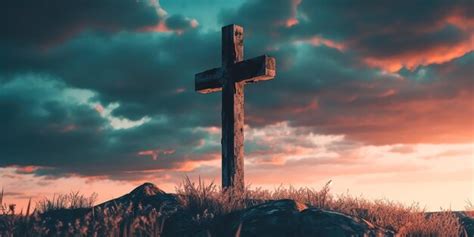 Premium Photo | Calvary cross at sunset a symbol of christianity ...