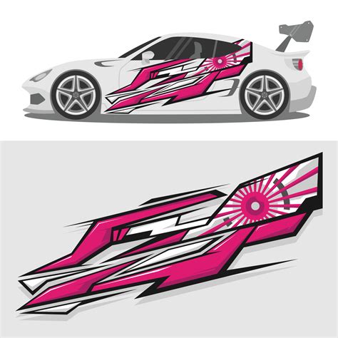 Pink White Sporty Car Decal Stickers 15997298 Vector Art at Vecteezy