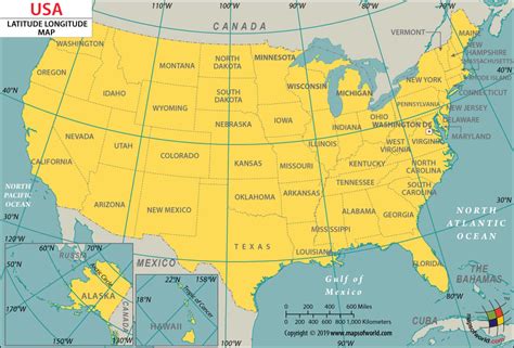 USA Latitude and Longitude Map | Download free