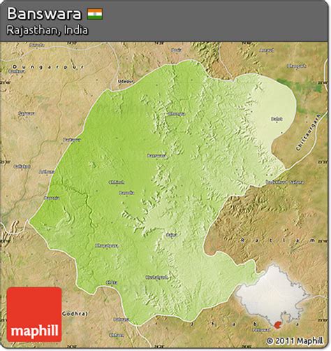 Free Physical Map of Banswara, satellite outside