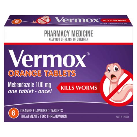 Vermox Orange Tablets - 6 tablets - Vermox