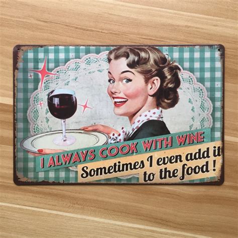 Free ship Wine Lady food Plate Vintage Tin Sign Retro Metal Painting ...