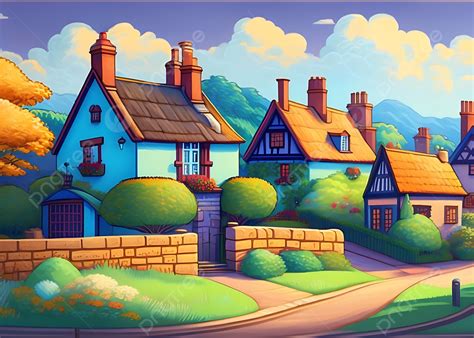 Drawing Of An Village House Ai Digital Painting Background, Drawing Of ...