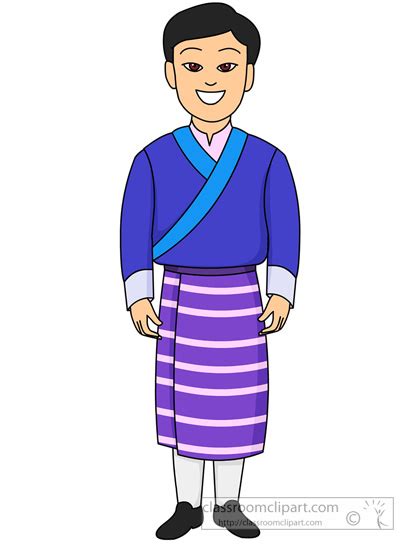 Culture Clipart - cultural-costume-man-bhutan - Classroom Clipart