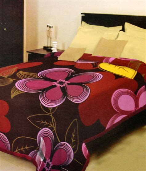 Bombay Dyeing Red Floral Polyester Blanket - Buy Bombay Dyeing Red ...