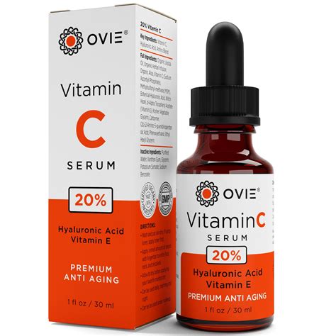 Organic Vitamin C Serum for Face 20% with Hyaluronic Acid, Vitamin E ...